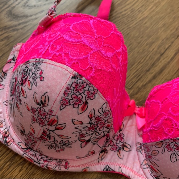 Adore Me hot pink floral balconette convertible bra, size 36DD - Picture 2 of 7